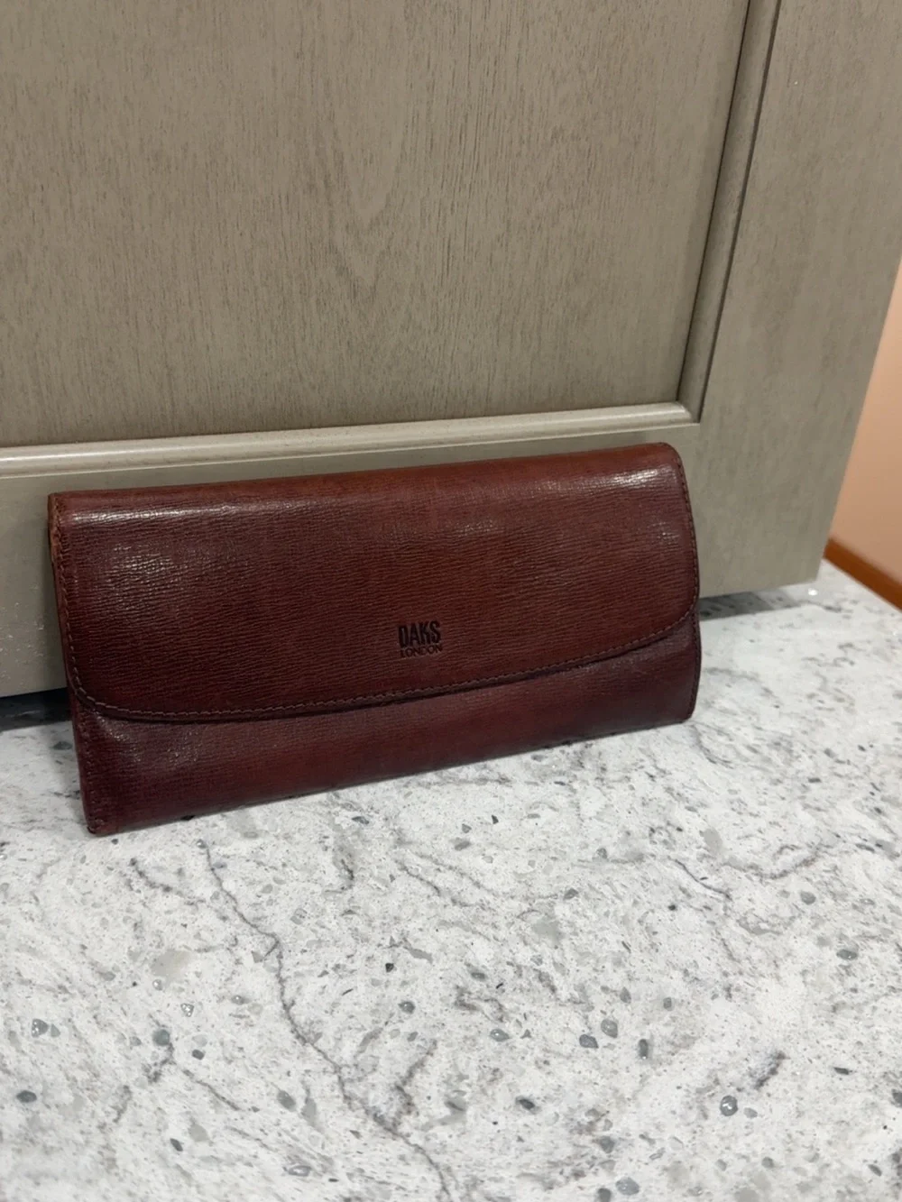 DAKS London Brown Leather Continental Wallet AUTHENTIC